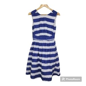 Emily And Fin Blue Polka-dot Fit & Flare Dress Size XS